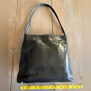 Monsac Black Leather Messenger Bag
